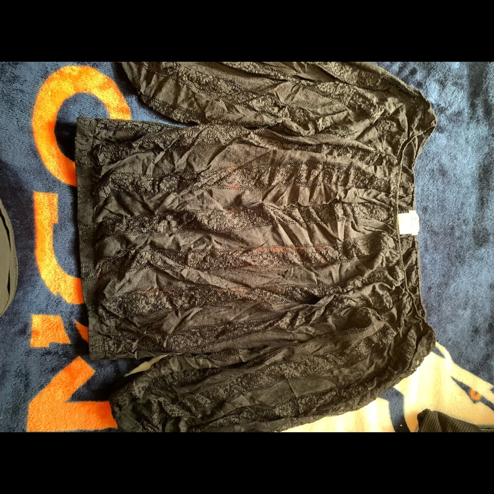 Half sleeve black lace shirt